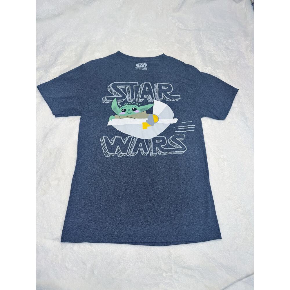 STAR WARS Gray Cotton T-Shirt Grogu Baby Yoda Tee Unisex NEW Men's Small